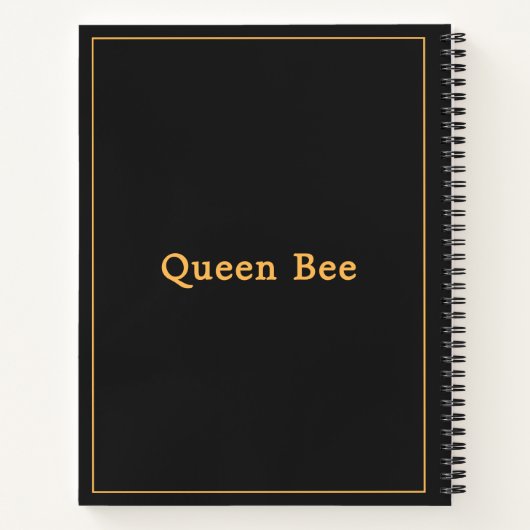 Königin Bee [Name] Schwarz und Gelb Notizblock (Rückseite)