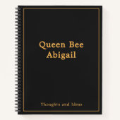 Königin Bee [Name] Schwarz und Gelb Notizblock (Vorderseite)
