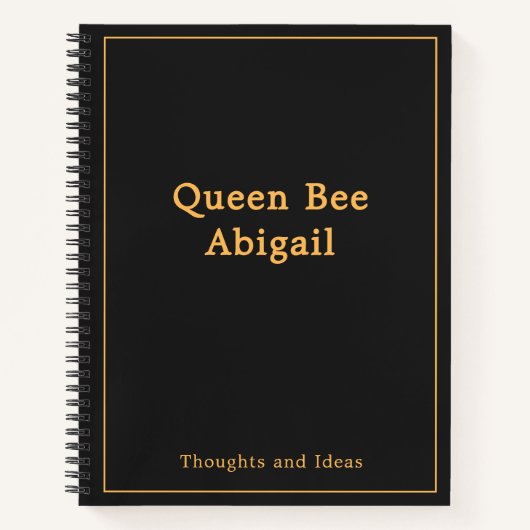 Königin Bee [Name] Schwarz und Gelb Notizblock (Vorderseite)