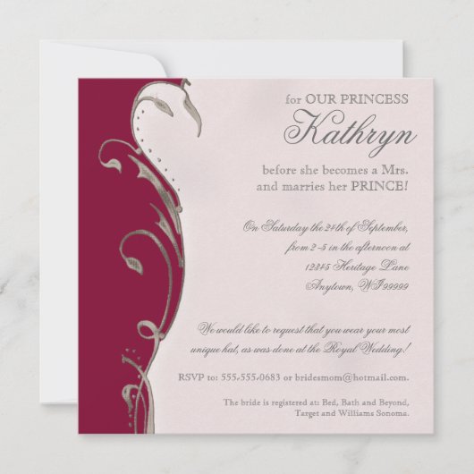 Königin Bee Royal Wedding Bridal Dusche Einladung (Vorderseite)