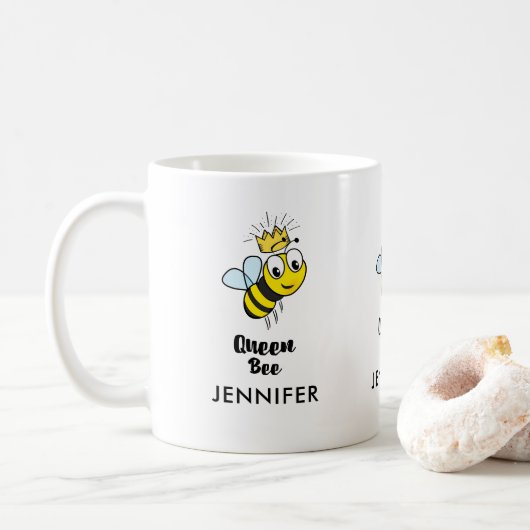 Königin Bee trägt eine Kroneneigenschaft Kaffeetasse (Mit Donut)