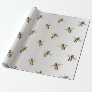 Königin Biene Honig Wabe Metallic Bronze Grau Sepi Geschenkpapier
