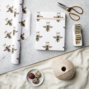 Königin Biene Schwarz Gold Elegantes Geschenk Geschenkpapier