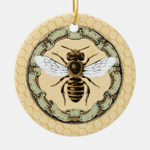 Königin Biene und Vintage Orante Rahmen Keramik Ornament