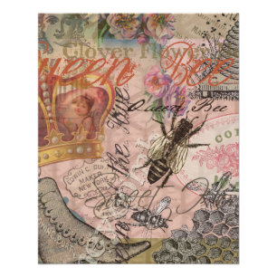 Königin Biene Vintage Schöne Collage Poster