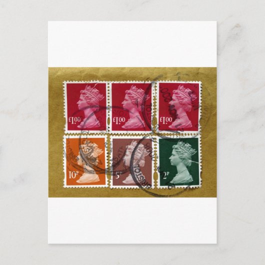 Königin Briefmarke Postkarte (Vorderseite)