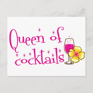 Königin der Cocktails! mit tropischem Weinglas Postkarte
