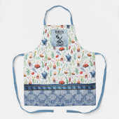 Königin der Grillfrauen, farbenfroher Denim, Spitz Schürze (Vorderseite)