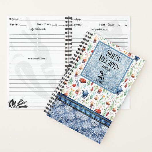 Königin der Grillrezepte farbenfroh-denim, Spitze Notizblock (Innen)