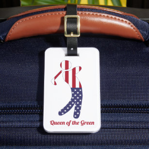 Königin der Grünen   American Flag Golf Player Gepäckanhänger