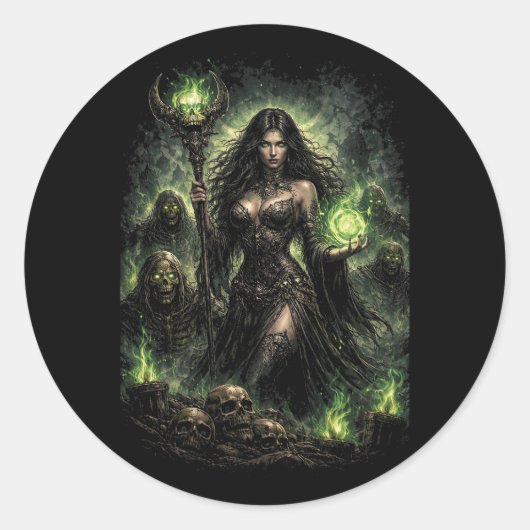 Königin der grünen Flamme Runder Aufkleber (Vorderseite)