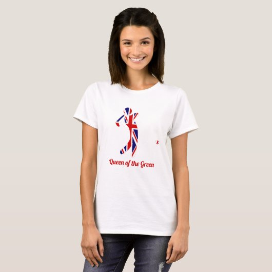 Königin der Grünen | Union Jack Flag Golf Player T-Shirt (Vorne ganz)