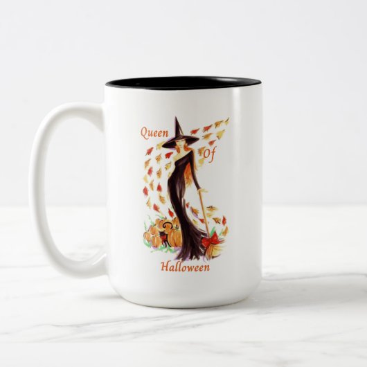 Königin der Halloween-Tasse Zweifarbige Tasse (Links)