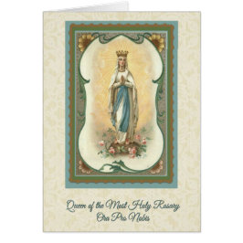 Königin der heiligsten Rosenbeet-Karte w/prayer