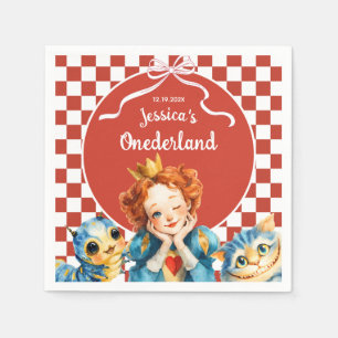 Königin der Herzen Alice in ONEDERLAND 1. Geburtst Serviette
