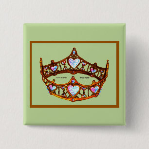 Königin der Herzen Goldkrone Tiara Minzgrün-Taste Button