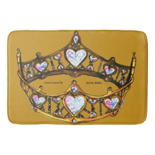 Königin der Herzen Goldkrone Tiara Senfmatte Badematte