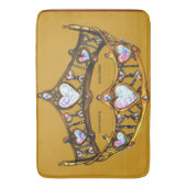 Königin der Herzen Goldkrone Tiara Senfmatte Badematte (Vorderseite Vertikal)