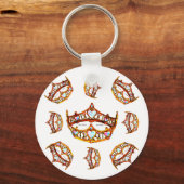 Königin der Herzen Goldkronen Tiaras Weißer Schlüs Schlüsselanhänger (Vorderseite)