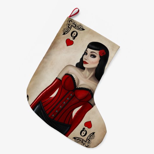 Königin der Herzen Großer Weihnachtsstrumpf (Vorderansicht (hängend))