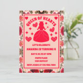 Königin der Herzen Rose zum Geburtstag Einladung (Stehend Vorderseite)