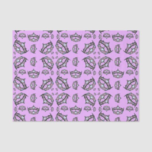 Königin der Herzen Silver Crowns Tiaras rosa lila Seidenpapier (Vorderseite)