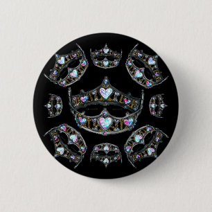 Königin der Herzen Silver Kronen Tiaras schwarzer Button