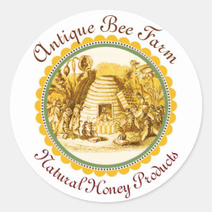 KÖNIGIN DER HONEY-BIENE IM SKEP/RÄUME RUNDER AUFKLEBER