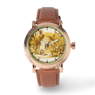 KÖNIGIN DER HONEY BIES IN SKEP / RINDFLEISCH ARMBANDUHR