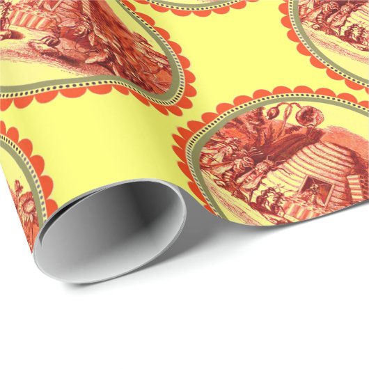 KÖNIGIN DER HONEY BIES IN SKEP / RINDFLEISCH GESCHENKPAPIER (Rolleneckpunkt)