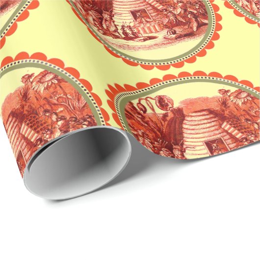 KÖNIGIN DER HONEY BIES IN SKEP / RINDFLEISCH GESCHENKPAPIER (Rolleneckpunkt)