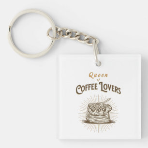 Königin der Kaffeeliebhaber Retro-Sack Kaffeebohne Schlüsselanhänger