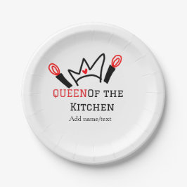 Königin der Küche Koch Kochen hinzufügen Namen Kro Pappteller