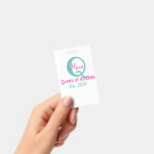 Königin der Küche monogramm grün rosa einfache min Ausweis (Handheld)