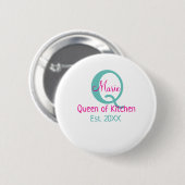 Königin der Küche monogramm grün rosa einfache min Button (Vorne & Hinten)