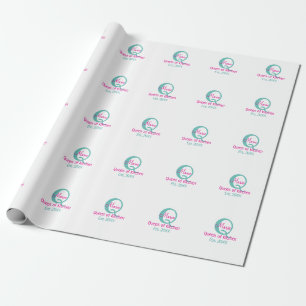 Königin der Küche monogramm grün rosa einfache min Geschenkpapier