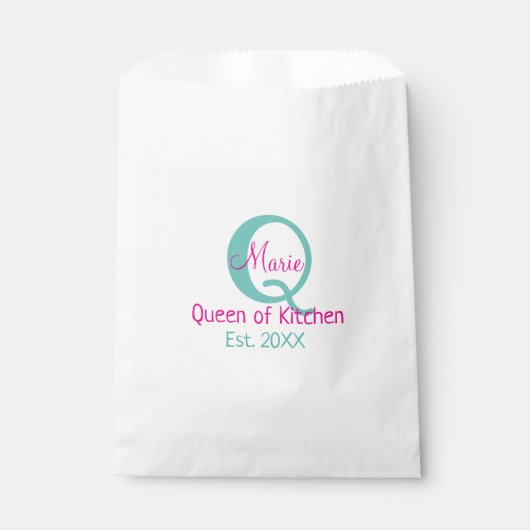 Königin der Küche monogramm grün rosa einfache min Geschenktütchen (Vorderseite)