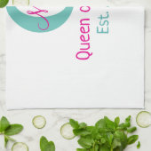 Königin der Küche monogramm grün rosa einfache min Geschirrtuch (Gefaltet)