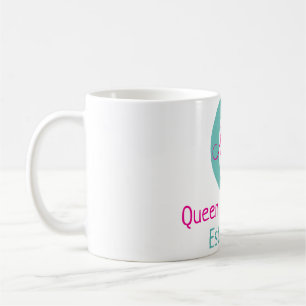 Königin der Küche monogramm grün rosa einfache min Kaffeetasse
