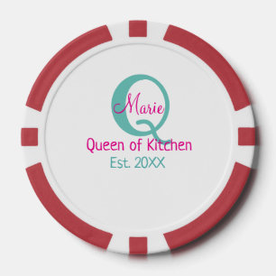 Königin der Küche monogramm grün rosa einfache min Pokerchips