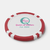 Königin der Küche monogramm grün rosa einfache min Pokerchips (Einzeln)