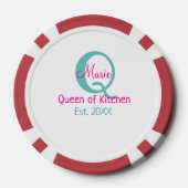 Königin der Küche monogramm grün rosa einfache min Pokerchips (Rückseite)
