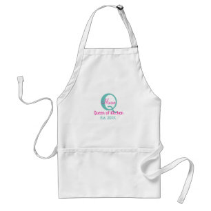Königin der Küche monogramm grün rosa einfache min Schürze