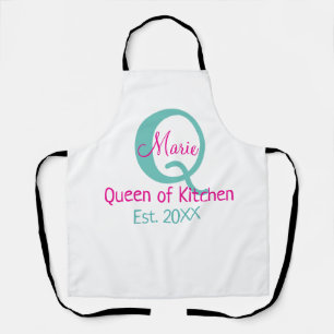 Königin der Küche monogramm grün rosa einfache min Schürze