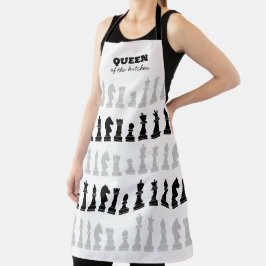 Königin der Küche Schach Schwarz-weißes Muster Schürze