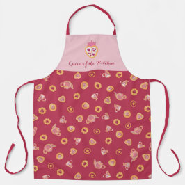 Königin der Küche Tee Party Muster Magenta Schürze