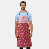 Königin der Küche Tee Party Muster Magenta Schürze (Getragen)