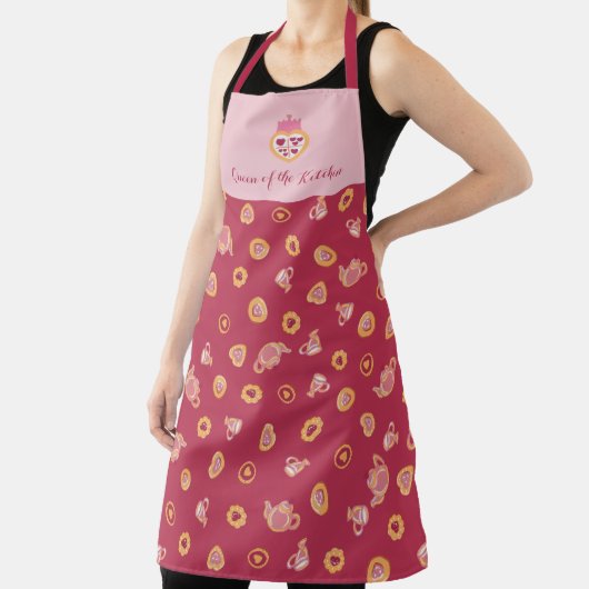 Königin der Küche Tee Party Muster Magenta Schürze (InSitu)