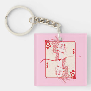 Königin der Künste Rot und Rosa Preppy Art Schlüsselanhänger
