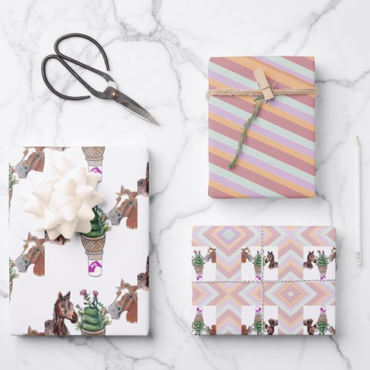 Königin der Prärie, Streifenpapier Geschenkpapier Set (Vorderseite)